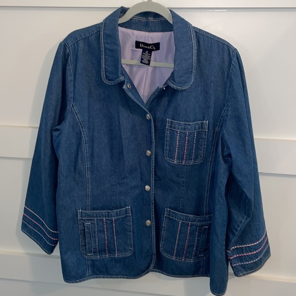 Denim & Co. 1X denim embroidered jean jacket vintage style - Picture 3 of 10